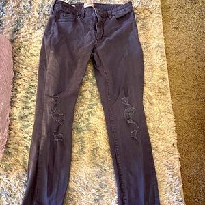 Junior girls gray ripped jeans